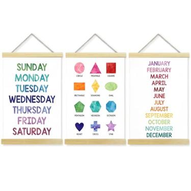 Imagem de CanvaCrafted Alfabeto Números Quarto de Bebê Parede Alfabeto Poster Cabide, Semana e Mês Educação Pendurada Faixa de Aprendizagem Infantil Sala de Jogos Quarto Infantil Impressão Arte Pintura 30.5 cm