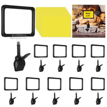 Imagem de Pacote com 10 suportes de placa giratórios, clipes transparentes de dupla face com protetor para supermercados, shoppings e padarias