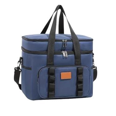 Imagem de Bolsa Térmica Para Piquenique Para Acampar 23L Portátil Com Capacidade Grande E Dupla Camada (Azul Marinho)