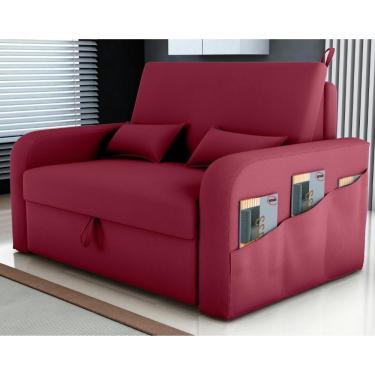 Imagem de Sofá Cama 2 Lugares Com Baú Hiram Veludo Vinho