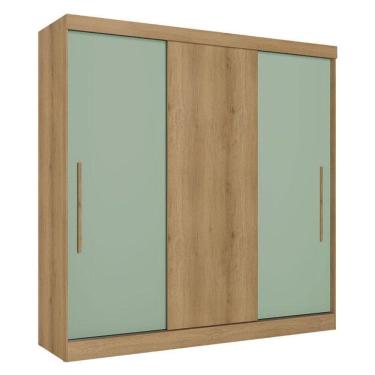 Imagem de Guarda Roupa Casal Vision 3 Portas Capuccino Menta Acetinado - Thb
