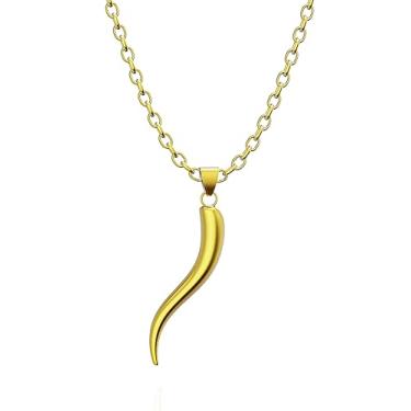 Imagem de Colar em camadas banhado a ouro 18K para mulheres, design externo delicado de pimentão, joias modernas para presentes, Large, aço de titânio, Sem Pedra Preciosa