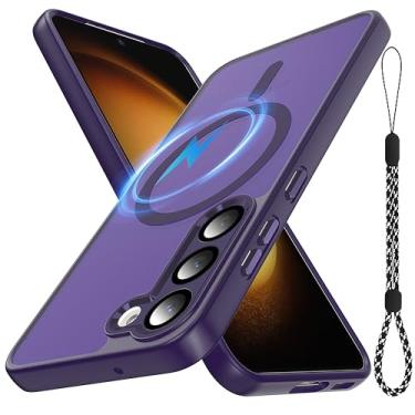 Imagem de YmhxcY Capa para Samsung Galaxy S23 com alça de cordão incluída, [proteção total da câmera] [compatível com MagSafe] Capa protetora de celular fosca translúcida à prova de choque para Galaxy S23 6,1