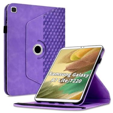 Imagem de Varohix Capa para Samsung Galaxy Tab A7 Lite 22.1 cm 2021 (modelo SM-T220/T225/T227), capa protetora de couro PU com rotação de 360 graus com suporte para cartão e alça de ombro para mulher e homem