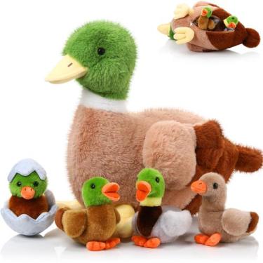 Imagem de Conjunto de pelúcia Zomiboo Easter Duck Mama & 4 Baby com bolsa com zí