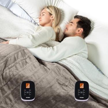 Imagem de WOOMER Cobertor Elétrico Aquecido Queen Size 213 cm x 228 cm, Cobertor de Cama de Aquecimento Rápido de Flanela Macia com Opção Multicolorida, 10 Níveis de Aquecimento e Desligamento Automático de 0,5