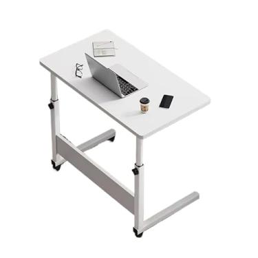 Imagem de Mesa de Computador Ajustável Portátil | Mesa de Cama e Sofá | Mesa Elevatória Multiuso com Rodízios para Notebook e Estudo(Branco)