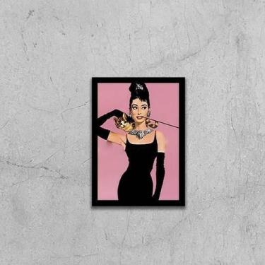 Imagem de Quadro Audrey Hepburn Bonequinha De Luxo Rosa 24X18Cm - Quadros On-Lin