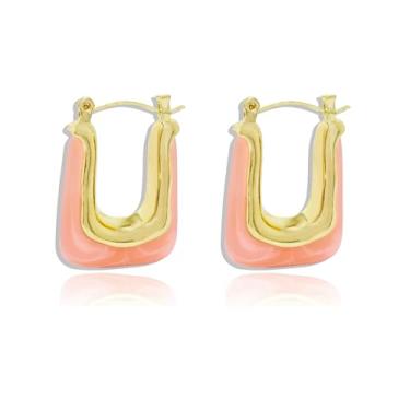 Imagem de Brincos de argola de acrílico coloridos brincos de resina geométrica acrílica minimalista, brincos grossos transparentes para mulheres, Zinco, Sem pedra preciosa