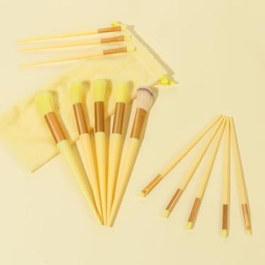 Imagem de Conjunto de 13 pincéis de maquiagem, kit de maquiagem, corretivos de base em pó, sombra, blush, kit de pincéis de maquiagem (amarelo)