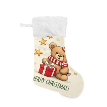 Imagem de GakkiGii Pacote com 2 meias de Natal com urso de Natal, decoração grande para pendurar na parede da árvore da lareira, 45 x 31 cm