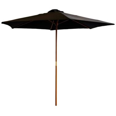 Imagem de Ombrelone Central de Madeira 2,00 metros Redondo Preto Guarda Sol Piscina Importway Iwobcm-200 Pt