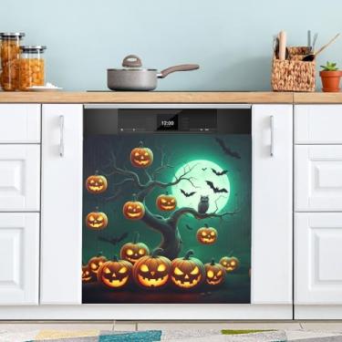 Imagem de ATTX Capa magnética de abóbora para lava-louças, 58,4 cm C x 66 cm A, decoração da capa da máquina de lavar louça, decalques de armário doméstico e eletrodomésticos adesivos #277