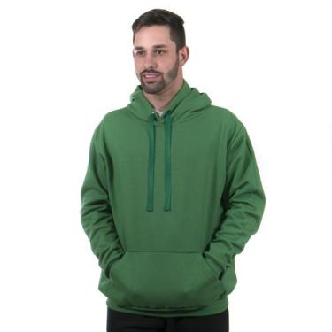 Imagem de Moletom masculino canguru com capuz liso de bolso inverno cor - verde 