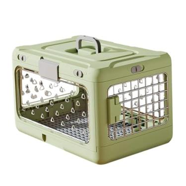 Imagem de Bothyi Caixa de transporte para gatos e cachorros dobrável, transparente, para viagem, canil portátil, gaiola de viagem para cães e coelhos, Verde