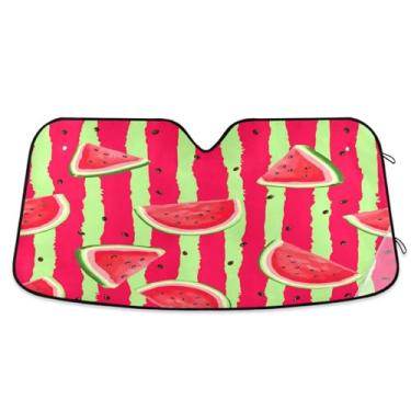 Imagem de ATTX Para-brisa de carro com casca de melancia 144.8 cm x 80.0 cm Protetor solar universal com proteção UV, persiana de janela frontal automática dobrável para caminhões Sedans SUVs #172