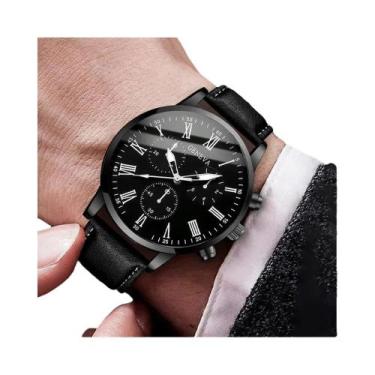 Imagem de Relógio de quartzo masculino, mostrador Roma, pulseira de couro femini