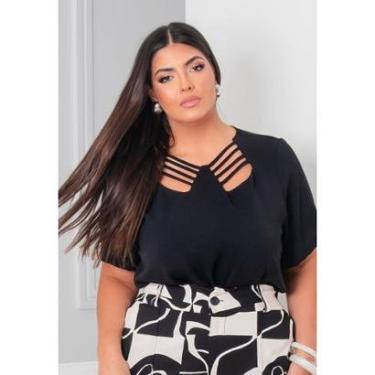 Imagem de Blusa Plus Size com Decote Vazado e Manga Curta-Feminino