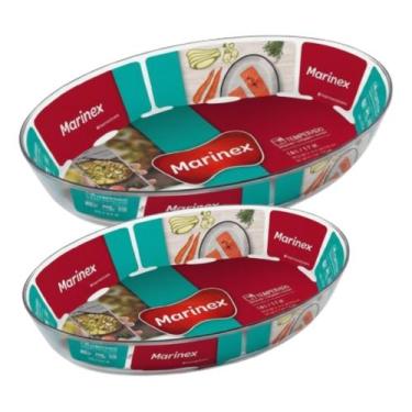 Imagem de Conjunto 2 Assadeira Oval Vidro Marinex Temperado Servir Mesa