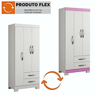 Imagem de Guarda Roupa Nt5005 Branco New e Rosa Da Notável 81x187x44 cm - NOTAVE
