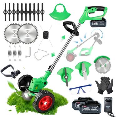 Imagem de Cortador de grama com 16 lâminas, Modo com rodas e modo sem rodas, aparador de grama elétrico potente de 2500W para uso doméstico