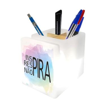 Imagem de Organizador de Mesa Iluminado com LED, Inspirar Não, Plástico, 11,5x9,5x13,5cm, Compartimento para Celular, Divisórias Removíveis