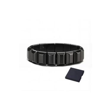 Imagem de Pulseira de hematita masculina, hemys de turmalina preta, pulseira de hematita masculina recupera sua vantagem e confiança, equilíbrio de poder, pulseiras elásticas curativas, joias inspiradoras