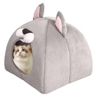 Imagem de Cavernas para gatos para gatos internos,Caverna com cama para | Cama de gato fechada Casa com cama de gato - Refúgio de macio e confortável, casa de interna, de gatinho para cacho