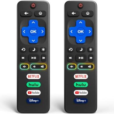 Imagem de (Pacote com 2) Substituição para controle remoto Roku-TV, para Smart TVs TCL Roku/Onn Roku/Hisense Roku/Sharp Roku/Philips Roku (não para Roku Stick, Box, Premiere e Players)
