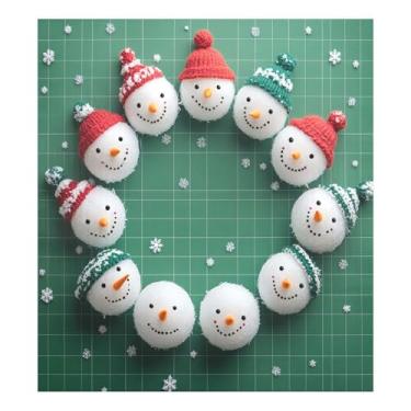 Imagem de STAYTOP Linda capa de ímã de lava-louças círculo de boneco de neve de Natal 58 x 66 cm capas decorativas de geladeira para porta frontal adesivo magnético para máquina de lavar louça painel de