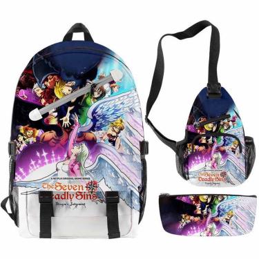 Imagem de Conjunto de mochilas escolares Sevens Deadly Sins Meliodas para crianças, 3 unidades