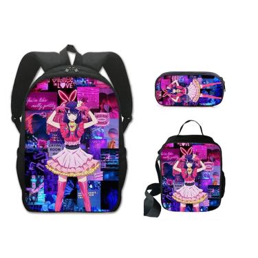 Imagem de Conjunto de mochilas Oshis No Ko Anime, 3 peças para mochila escolar infantil