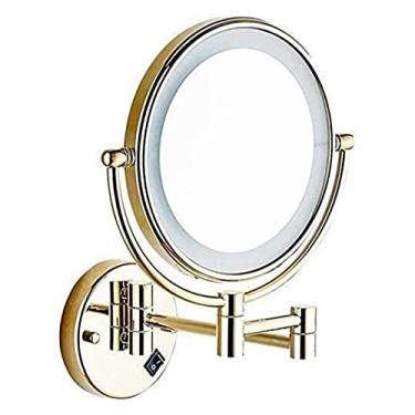 Imagem de Espelho de maquiagem LED espelho de maquiagem dupla face montado na parede espelho de banheiro espelho de maquiagem e barbear | 20 cm