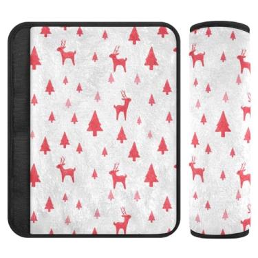 Imagem de Burbuja Capa para cinto de segurança de carro Deers Trees Protetor de cinto de segurança de carro macio confortável para alça de ombro de assento, 1 par médio