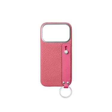 Imagem de BONAVENTURA Capa traseira de couro retrátil para iPhone 17 Pro [rosa azaléia x rosa fúcsia] couro europeu premium, couro genuíno, item de presente BWHT17P-APHP