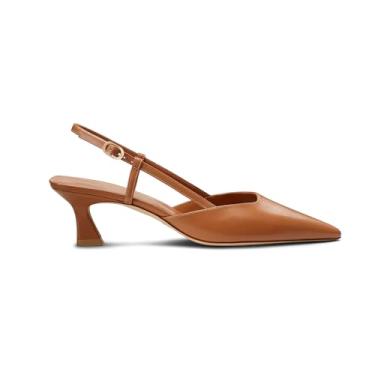 Imagem de Lhamo Latso Sapato feminino bico fechado salto gatinho bico fino elegante sandália de salto baixo 5 cm casamento noite festa vestido sapatos, Bronzeado, 38 BR