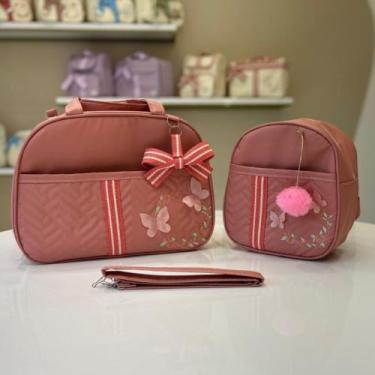 Imagem de Conjunto Kit Mala Maternidade Luxo Menina com Borboletas G+M para Meni