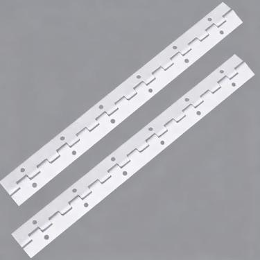 Imagem de [Pacote com 2] Dobradiças de piano de aço inoxidável 304 brancas de 304 cm, dobradiças contínuas de 0,05 polegadas de espessura, largura aberta de 3,5 cm, ideal para portas de armário modernas
