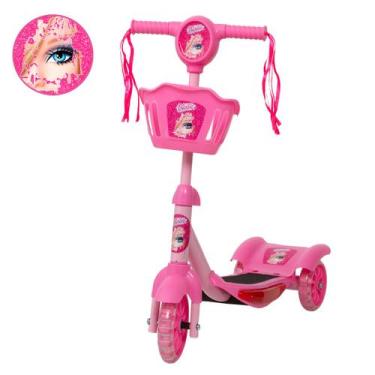 Imagem de Patinete Infantil Rosa da Barbie 3 Rodas Com Led e Som - DM Toys