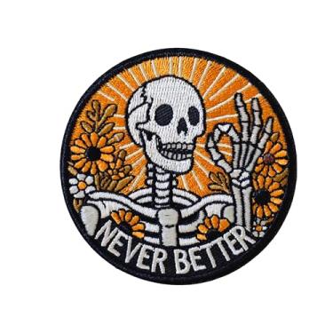 Imagem de Adesivo de esqueleto Never Better – Emblema de meme de moral tático engraçado com gancho e laço, bordado legal, para colete militar do exército, mochila Molle, bolsa de roupas, capacetes, jaquetas de
