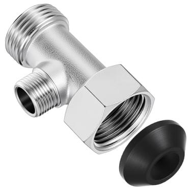 Imagem de FNANJWQ Adaptador de bidê T, adaptador de 3 vias ou conector em T com válvula T de metal para válvula de chuveiro divisor de torneira de vaso sanitário bidê, acessório de bidês para encaixe de