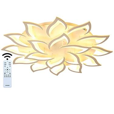 Imagem de Luminária de teto LED moderna e regulável com design criativo em formato de flor, ideal para sala de estar, quarto ou quarto infantil. Lustre de teto em metal acrílico com pétalas, branco, 9