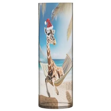 Imagem de JUZIHAI Vaso de girafa de praia para flores 9,9 cm x 30 cm cilindro de plástico moderno vaso de flores para centro de mesa de casamento decoração de casa