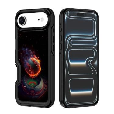 Imagem de XWMHHP Capa magnética para iPhone 17 Air compatível com Magsafe para homens e meninos, capa magnética resistente à prova de choque de 3 camadas - Campo de beisebol Cool Fire