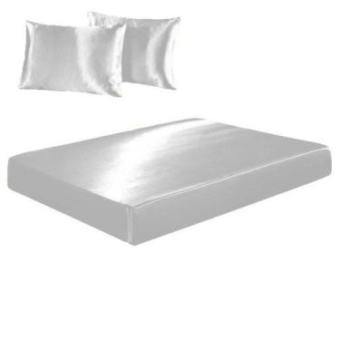 Imagem de Jogo De Lençol Casal King Cetim Seda Alto Brilho 3 Peças - Confeccoes 