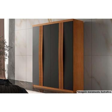 Imagem de Guarda Roupa 4 Portas E 2 Gavetas Grécia Naturale/grafite - Rufato