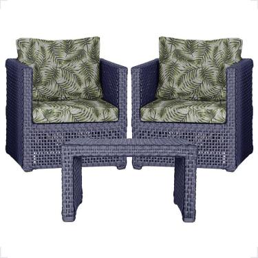 Imagem de Mesa E 2 Poltronas Madri Corda Náutica Estofado 5 Trama Azul