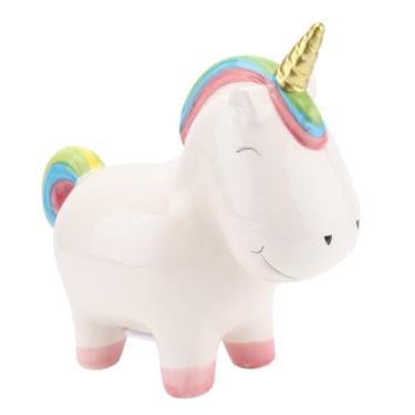 Imagem de Kisangel Cofrinho de unicórnio de cerâmica para meninos e meninas, design de desenho animado, seguro, inodoro, decoração de casa