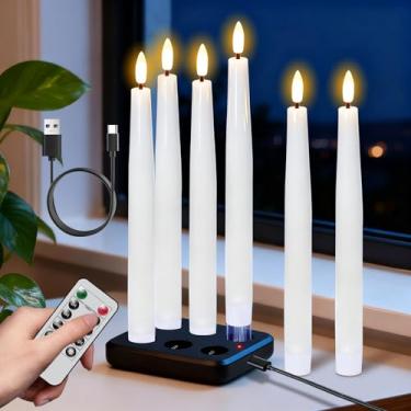 Imagem de Wondise Velas recarregáveis sem chama, velas operadas por bateria com controle remoto e temporizador, castiçais de LED de cera real cintilantes para decoração de Natal e casamento em casa