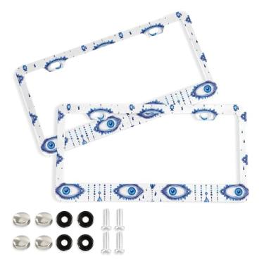 Imagem de SEHANY Molduras para placa de carro que tudo vêem, moldura de placa de carro de alumínio à prova de ferrugem com furos e parafusos elípticos serve para acessórios de carro de tamanho padrão de